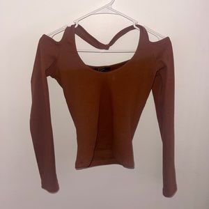 Halter brown long sleeve top